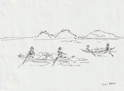Les traditionelles pirogues - Lac tena