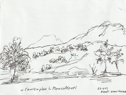 A l'arrière plan de Popocatepet