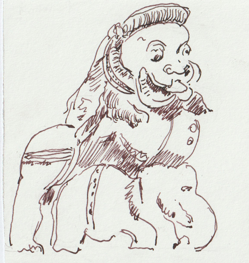 Lion terassant un éléphant